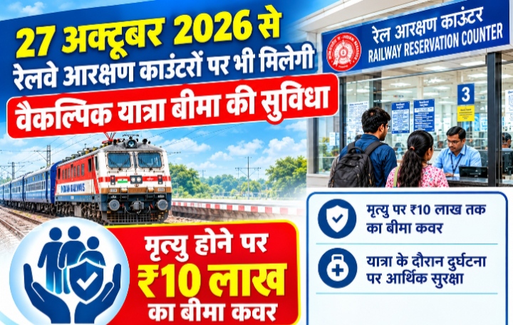 रेल्वे के आरक्षण काउंटरों पर भी मिलेगी वैकल्पिक यात्रा बीमा की सुविधा, जानिए वैकल्पिक यात्रा बीमा योजना के प्रमुख लाभ?