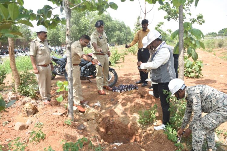 2 करोड़ रुपए से अधिक का 2234 किलोग्राम गांजा एवं 6500 मिलीलीटर नशीली सिरप नष्ट