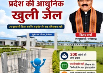 बेमेतरा में खुलेगी प्रदेश की आधुनिक खुली जेल: उप मुख्यमंत्री विजय शर्मा के अनुमोदन के बाद अधिसूचना जारी, 200 बंदियों की होगी क्षमता