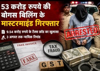 53 करोड़ रुपये की बोगस बिलिंग का मास्टरमाइंड गिरफ्तार: 9.54 करोड़ रुपये के टैक्स फ्रॉड का खुलासा, 3 अगस्त तक न्यायिक रिमांड