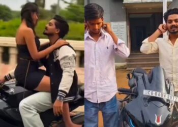 महिला मित्र के साथ बाइक पर खतरनाक स्टंट का वीडियो बनाने वाले और वीडियो सूट करने वाले पर हुई कार्यवाही